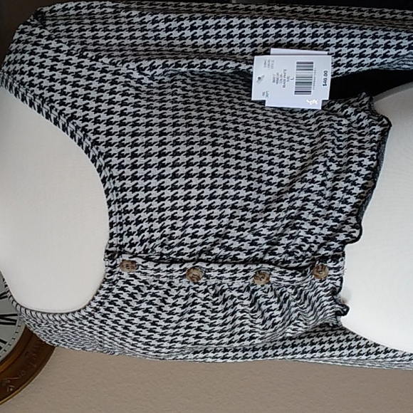 SALE$ NWT Y2K Houndstooth Button Crop Top L - Picture 3 of 8